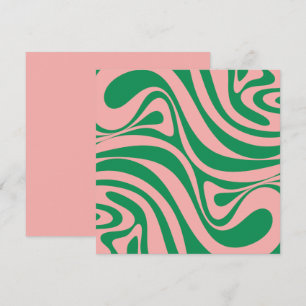Groovy Pink und Green Retro Wirbel Card Karte