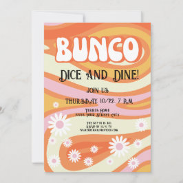 Groovy Pink und Orange Floral Bunco Ladys Night Einladung