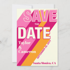 Groovy Pink und Orange Wedding speichern das Datum Save The Date