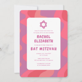 Groovy Pink Waves Star von David Custom Bat Mitzva Einladung