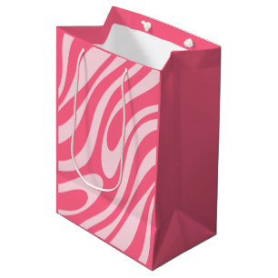 Groovy Pink Wavy Loops Retro Moderne Abstrakt Mittlere Geschenktüte