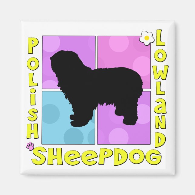 Groovy Polish Lowland Sheepdog Magnet (Vorne)