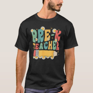 Groovy Pre K Teacher Team zurück zum ersten Schult T-Shirt