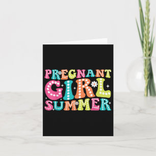 Groovy Pregnancy Reveal Pregnant Girl Summer Baby Karte