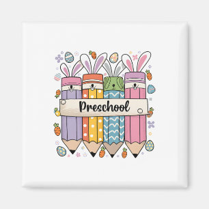 Groovy Preschool Teacher Osterfest Sonnige Lehre O Magnet