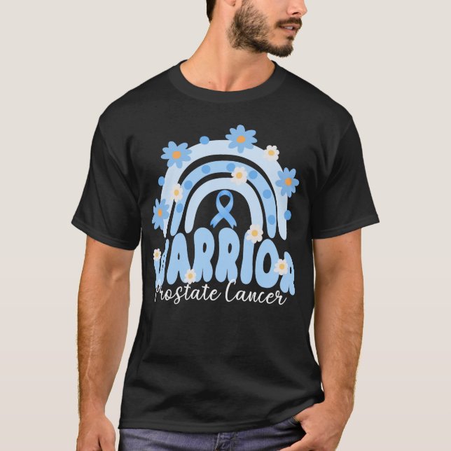 Groovy Prostatakrebs Krieger Regenbogen-Blume T-Shirt (Vorderseite)