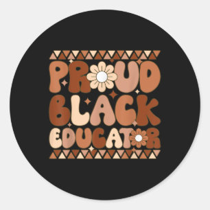 Groovy Proud Black Educator African American Histo Runder Aufkleber