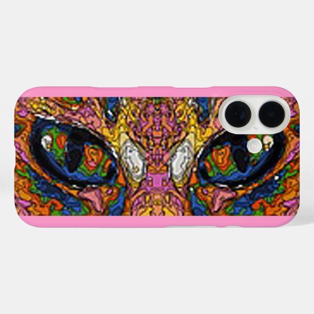 Groovy Psychedelic Cat Eyes iPhone 16 Hülle (Rückseite (Horizontal))