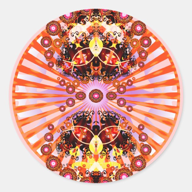 Groovy Psychedelic Mandala Runder Aufkleber (Vorderseite)