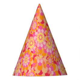 Groovy Psychedelic Pink Orange Hippy Blume Child Partyhütchen