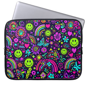 Groovy Psychedelic Smiley Face Laptop Hülle - 70er Laptopschutzhülle