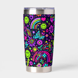 Groovy Psychedelic Smiley Face Tumbler - Retro 70s Thermobecher