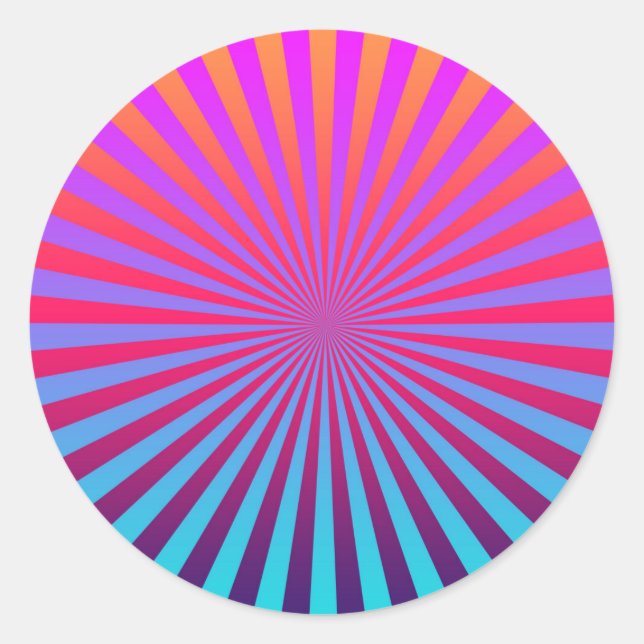Groovy Psychedelic Sunburst Sticker (Vorderseite)