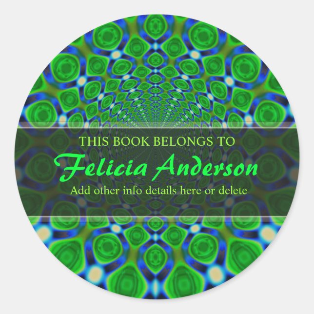 Groovy Psychedelic Trippy Art Book Label Sticker (Vorderseite)