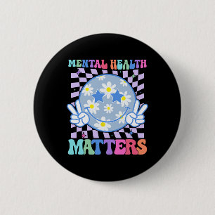 Groovy Psychische Probleme Blume Autismus Lächeln Button