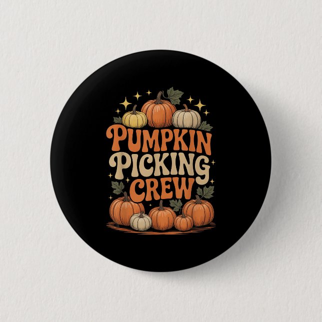 Groovy Pumpkin Cking Crew Matching Family Autumn F Button (Vorderseite)