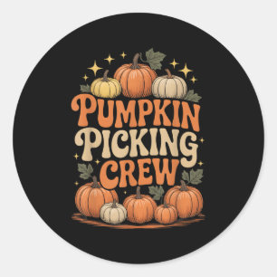 Groovy Pumpkin Cking Crew passt Familienherbst F Runder Aufkleber