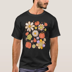 Groovy Pumpkin Daisy Blume Smile Face Dank T-Shirt