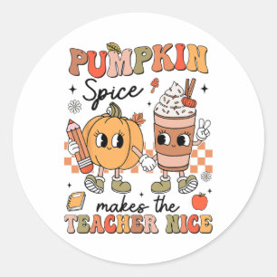 Groovy Pumpkin Gewürz macht Lehrer Nice Fall Danke Runder Aufkleber
