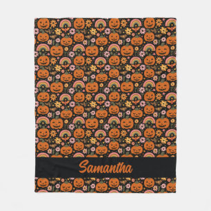 Groovy Pumpkin und Rainbow Halloween Floral Fleecedecke