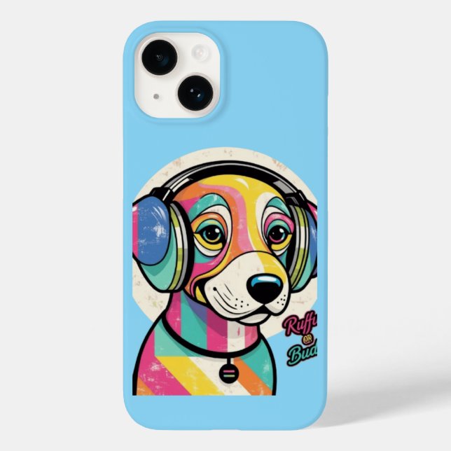Groovy Puppy: Eine farbenfrohe Kanine Case-Mate iPhone 14 Hülle (Rückseite)