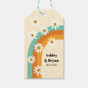 Groovy Rainbow 1970s Style Boho Gastgeschenk Hochz Geschenkanhänger