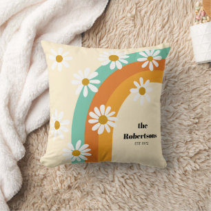 Groovy Rainbow 1970s Style Boho Personalisiert Kissen