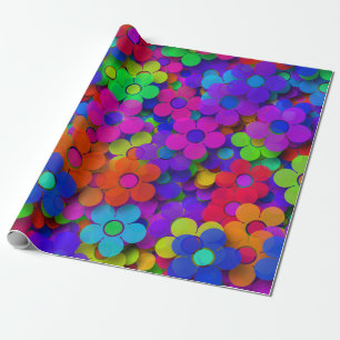 Groovy Rainbow Blume Lila Geschenkpapier