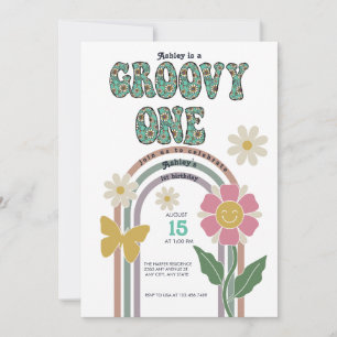 Groovy Rainbow   Einladungen zum 1. Geburtstag