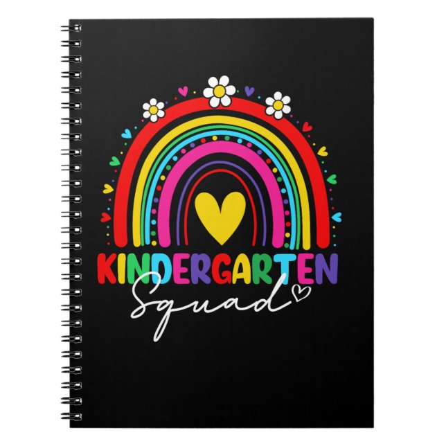 Groovy Rainbow Girl Boys Teacher Hello Kindergarte Notizblock (Vorderseite)