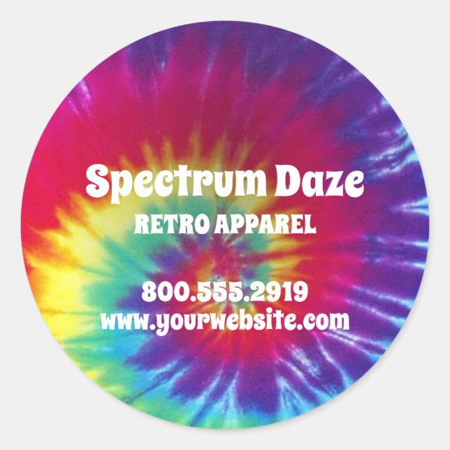 Groovy Rainbow Krawatte-Dye Hippie Runder Aufkleber (Vorderseite)