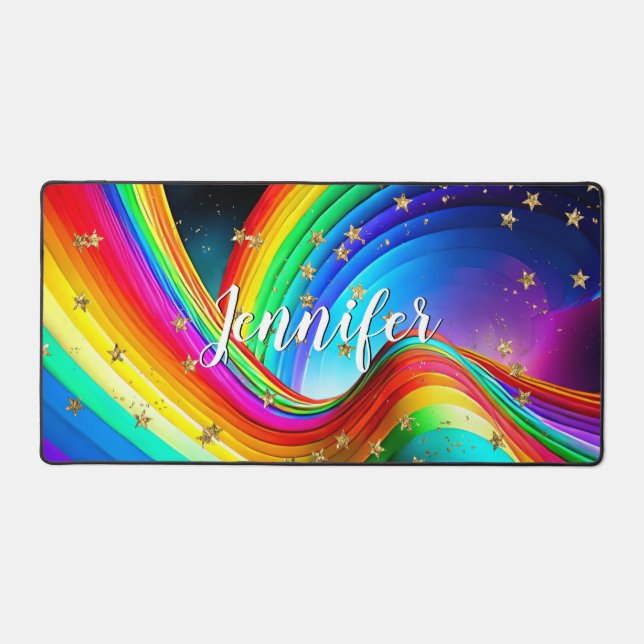 Groovy Rainbow Modern Abstrakt Schreibtischunterlage (Vorderseite)