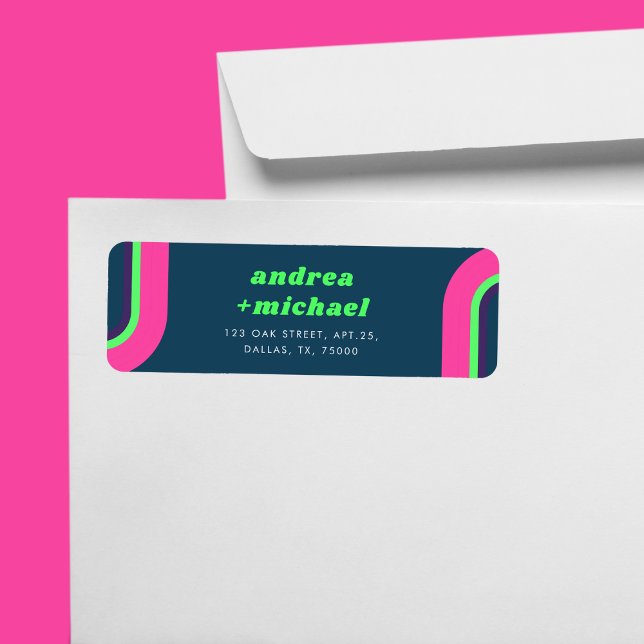 Groovy Rainbow Pink Aquamarin Lime Green Retro Wed (Von Creator hochgeladen)