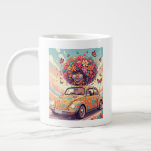 Groovy Rainbow Retro 70er Jahre Boho Flower Power Jumbo-Tasse