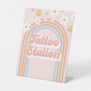 Groovy Rainbow Tattoo Station Birthday Sign Sockelschild