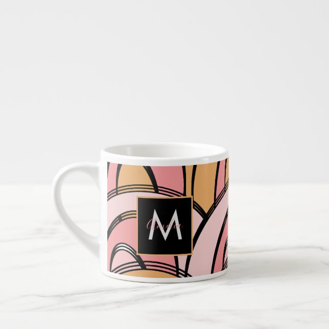 Groovy Rainbows Orange Pink Pattern Espressotasse (Links)