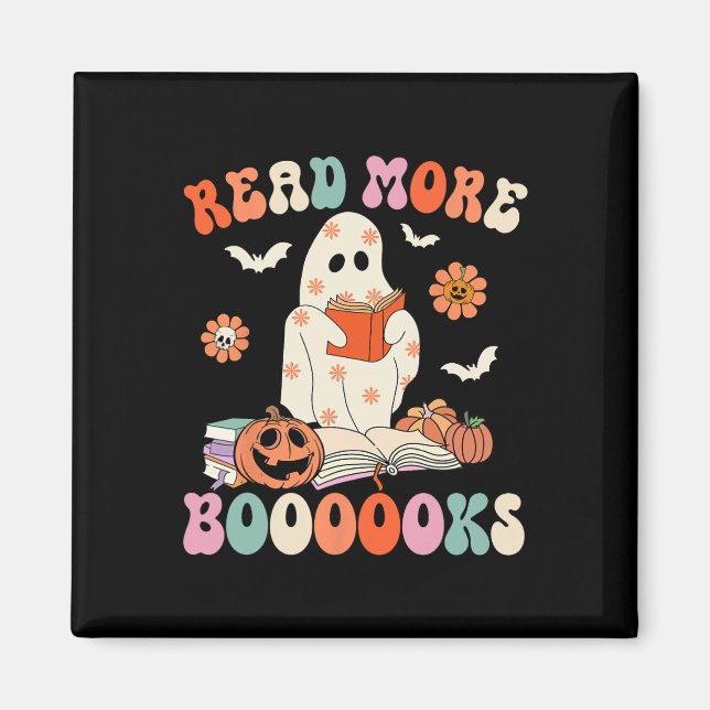 Groovy Read more Bücher Niedlich Ghost Boo Funny H Magnet (Vorne)
