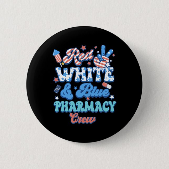 Groovy Red Blue Pharmacy Crew Pharmakokinetik 4. Button (Vorderseite)