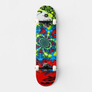 Groovy Red Blue Yellow Abstrakt Spirale Art Skateboard