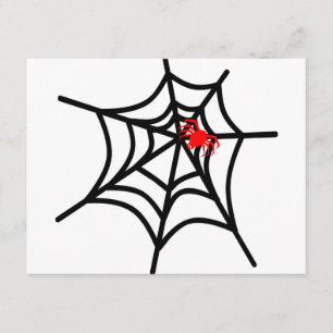 Groovy Red Spider on Web - Halloween Karte