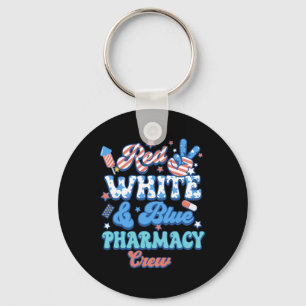 Groovy Red White Blue Apotheken-Crew Apotheker 4. Schlüsselanhänger
