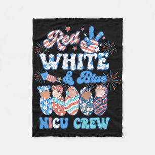 Groovy Red White Blue Nicu Crew Nicu Nurse 4. Fleecedecke