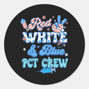 Groovy Red White Pct Crew 4. Juli Runder Aufkleber