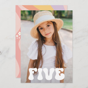 Groovy Regenbogen 5 ist ein vibe 60er Retro-Disy-F Einladung