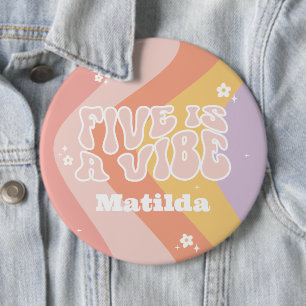 Groovy Regenbogen 5 ist eine vibe 60er Jahre Retro Button