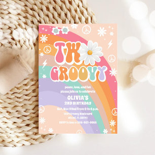 Groovy Regenbogen - Einladung zum 2. Geburtstag