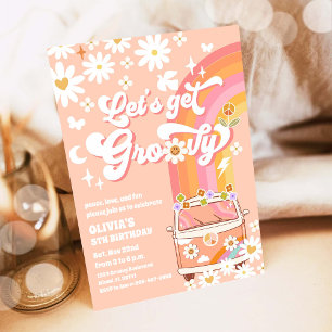 Groovy Regenbogen-Geburtstagsfeier Einladung zum G