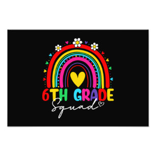 Groovy Regenbogen Mädchen Jungen Lehrer Hallo 6. K Fotodruck
