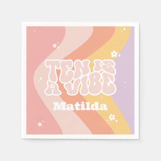 Groovy Regenbogen zehn ist eine vibe 60er Jahre Re Serviette (Vorderseite)