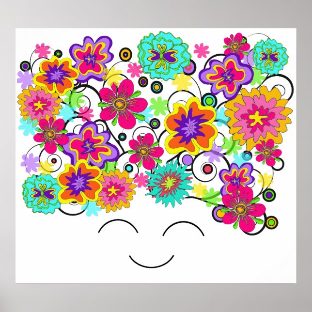 Groovy Rerto Blume Head Poster (Vorne)